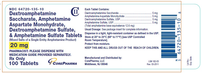 Container Label - Dextroamphetamine Saccharate, Amphetamine Aspartate Monohydrate, Dextroamphetamine Sulfate, & Amphetamine Sulfate Tablets 10 mg