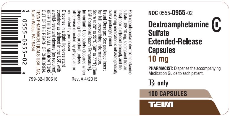 Dextroamphetamine Sulfate Extended-Release Capsules 10 mg CII 100s Label