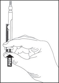 1. To release plunger rod, grasp syringe and depress rod until it releases from the syringe.