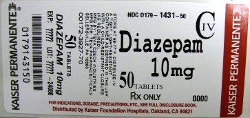  Diazepam Tablets USP 10 mg CIV 100s Label