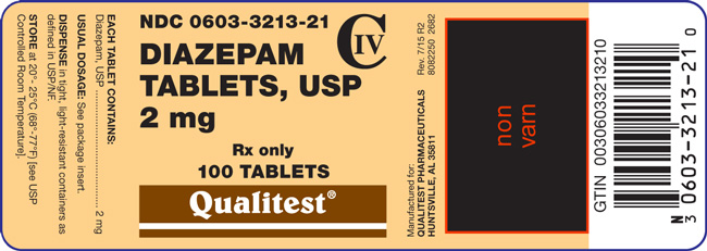 This is the image of the label for Diazepam Tablets, USP 2 mg 100 count.