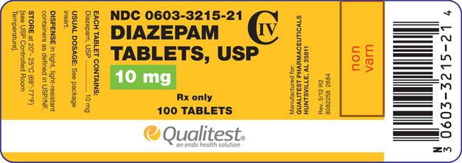 This is the image of the label for Diazepam Tablets, USP 10 mg 100 count.