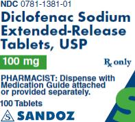 PRINCIPAL DISPLAY PANEL Package Label – 100 mg  Rx Only  NDC 0781-1381-01 Diclofenac Sodium Extended-Release Tablets, USP 100 mg PHARMACIST:  Dispense with Medication Guide attached or provided separately. 100 Tablets 