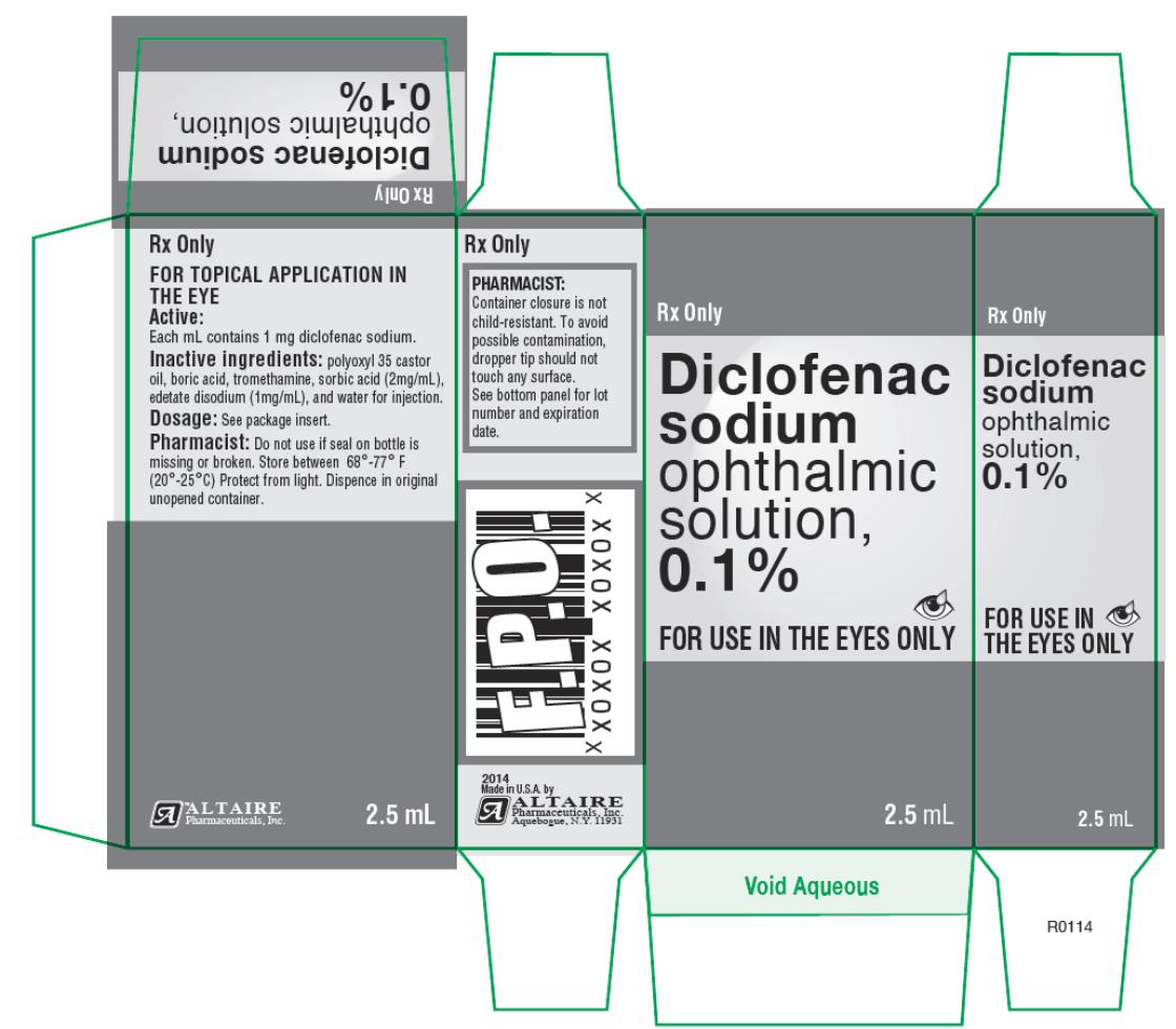 Rx Only
Dicloenac sodium 
ophthalmic solution,
0.1%
FOR USE IN THE EYES ONLY 
2.5 mL
