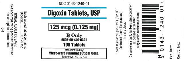 NDC 0143-1240-01 Digoxin Tablets, USP 125 mcg (0.125 mg) Rx Only 100 Tablets