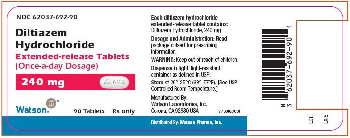 NDC 62037-692-90
Diltiazem HCL 
ER Tablets
240 mg
90 Tablets
Rx only