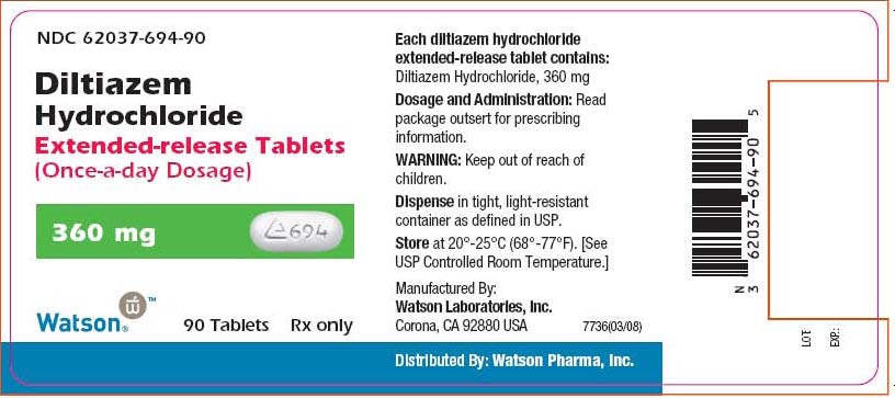NDC 62037-694-90
Diltiazem HCL 
ER Tablets
360 mg
90 Tablets
Rx only
