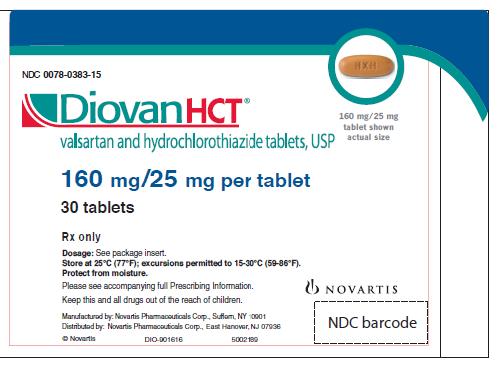 PRINCIPAL DISPLAY PANEL
Package Label – 160 mg/25 mg
Rx Only		NDC 0078-0383-15
Diovan HCT® 
valsartan and hydrochlorothiazide, USP 
160 mg/25 mg per tablet
30 tablets