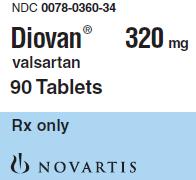 PRINCIPAL DISPLAY PANEL
Package Label – 320 mg
Rx Only		NDC 0078-0360-34
Diovan® 
valsartan 
320 mg
90 Tablets