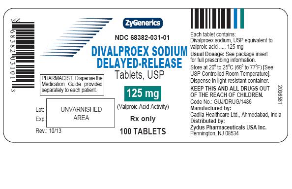 Divalproex Sodium Delayed-release Tablets USP, 125 mg