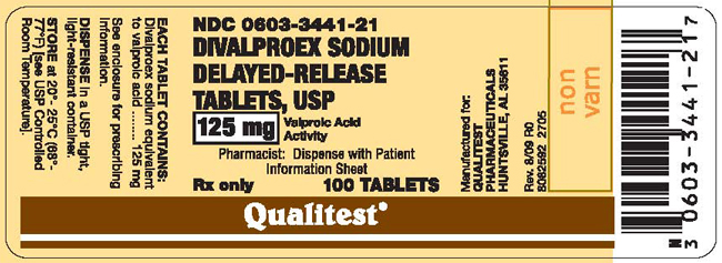 This is an image of the Divalproex Sodium Delayed-Release Tablets, USP 125 mg label.