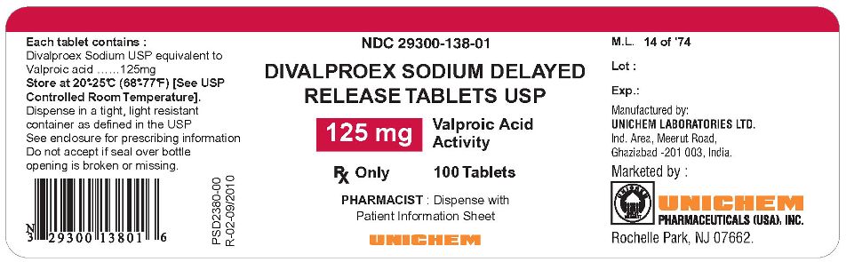 Container Label - Divalproex Sodium Delayed Release Tablets USP 125 mg
