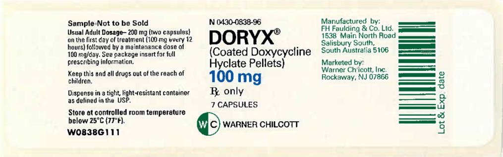 PRINCIPAL DISPLAY PANEL
NDC 0430-0838-96
DORYX
(Coated Doxycycline 
Hyclate Pellets)
100 mg
7 Capsules
Rx Only
