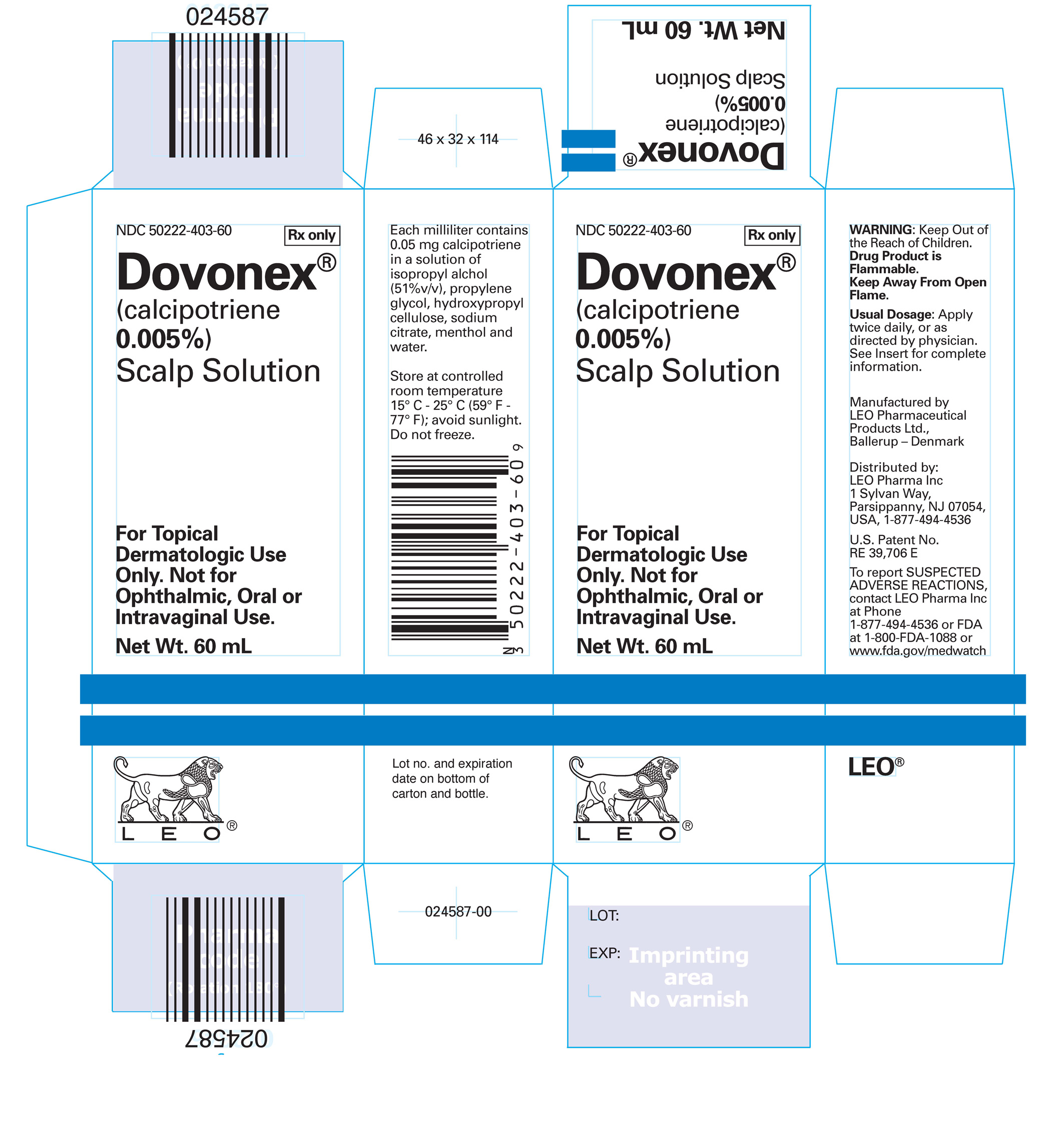 Carton Label for Dovonex Scalp Solution