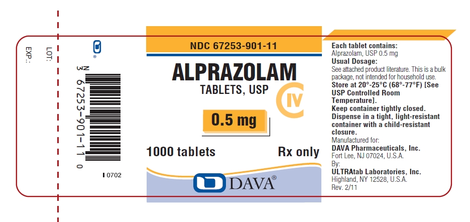 Alprazolam Tablets, USP 0.5 mg 1000 tablet bottle