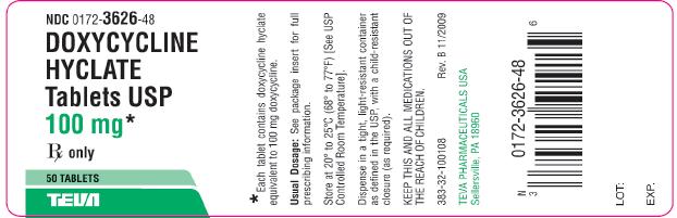 Doxycycline Hyclate Tablets USP 100mg 50s Label