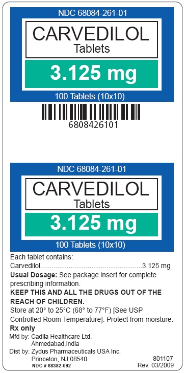 Carvedilol tablets 3.125 mg label