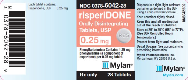 risperiDONE Orally Disintegrating Tablets 0.25 mg Bottle Labels