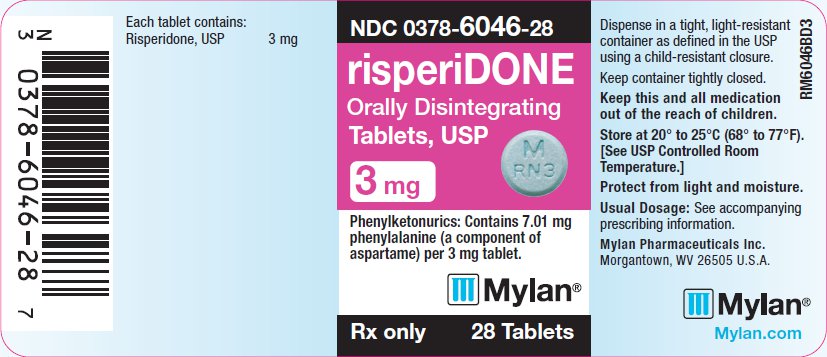 Risperidone Orally Disintegrating Tablets 3 mg Bottle Label