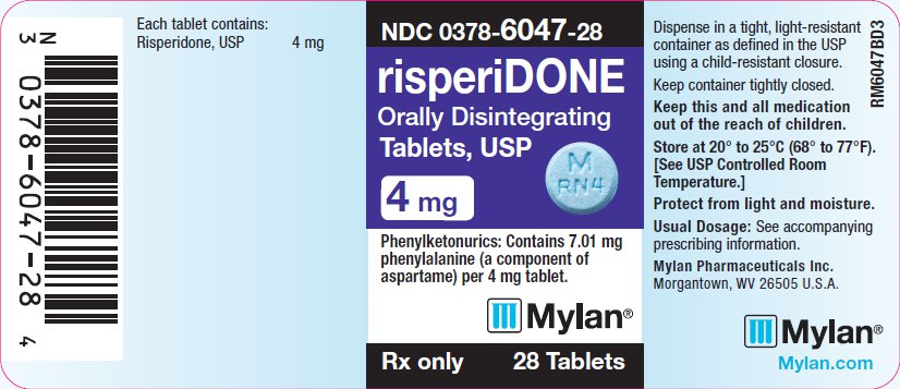 Risperidone Orally Disintegrating Tablets 4 mg Bottle Label