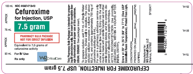 Cefuroxime for Injection, USP 7.5 gram, Vial Label