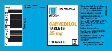 Carvedilol Tablets 25 mg Bottles