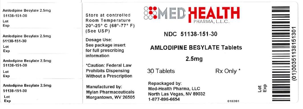 Amlodipine Besylate Tablets 2.5mg Bottles
