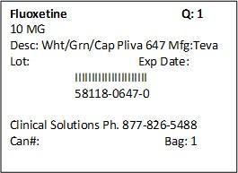 Fluoxetine Capsules USP 10 mg