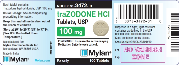 Trazodone HCI Tablets 100 mg Bottle Labels