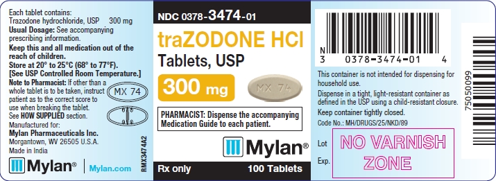 Trazodone HCI Tablets 300 mg Bottle Labels