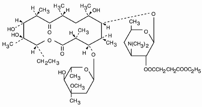 Structural formula for erythromycin ethylsuccinate