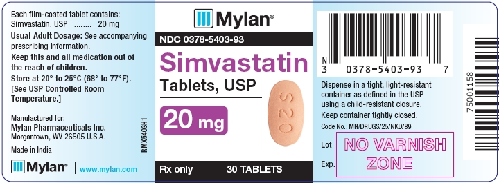 Simvastatin Tablets 20 mg Bottles
