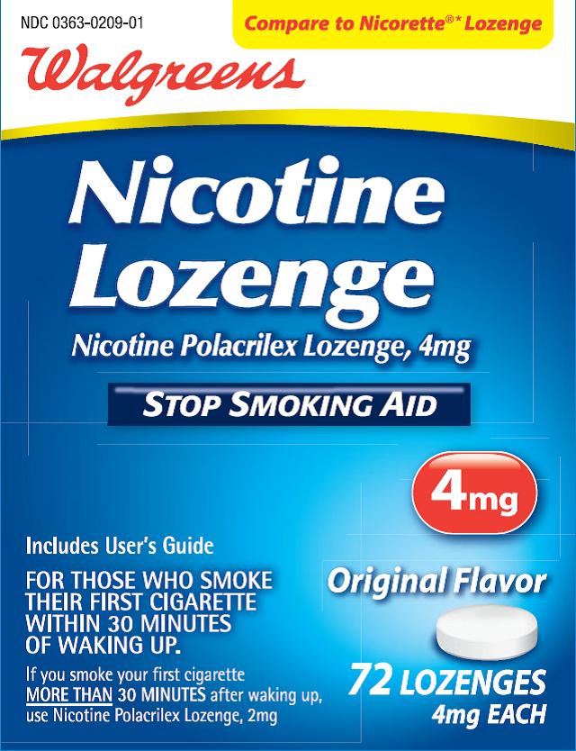 Nicotine Lozenge Walgreens 4mg 72 ct carton
