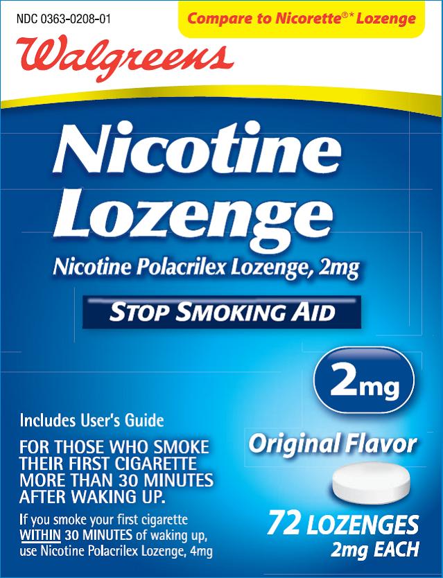Nicotine Lozenge Walgreens 2mg 72 ct carton
