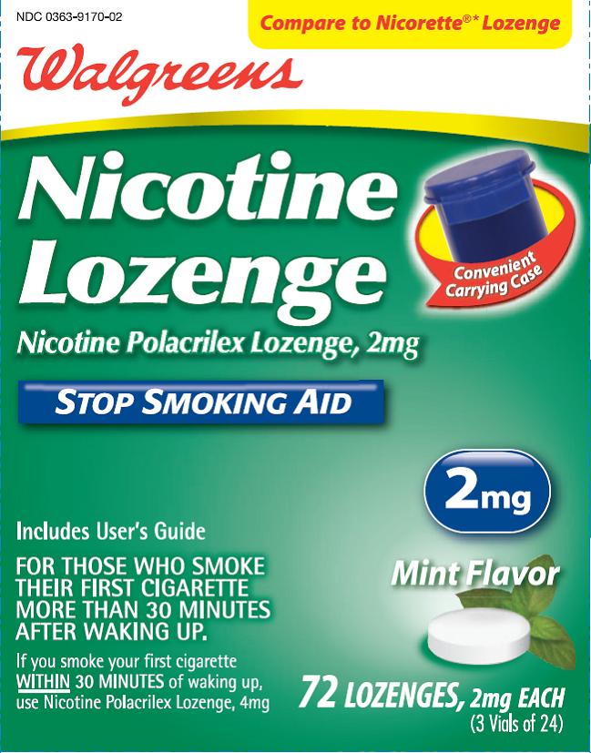 Nicotine Lozenge Walgreens Mint 2mg 72 ct carton