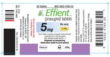 PACKAGE LABEL – Effient 5 mg 30 Tablets.
