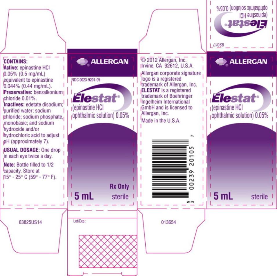 PRINCIPAL DISPLAY PANEL
NDC 0023-9201-05
Elestat
(epinastine HCl 
ophthalmic solution) 0.05%
5 mL
Sterile
Rx Only
