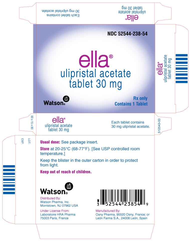 ella® (ulipristal acetate) tablet 30 mg NDC 52544-238-54 Carton x 1 tablet