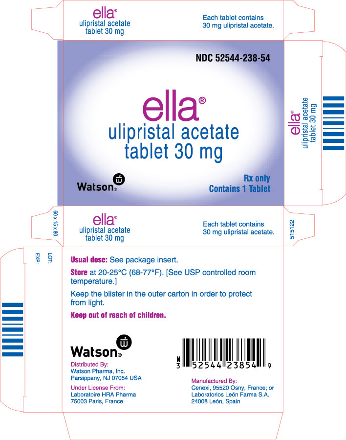 ella® (ulipristal acetate) tablet 30 mg NDC 52544-238-54 Carton x 1 tablet