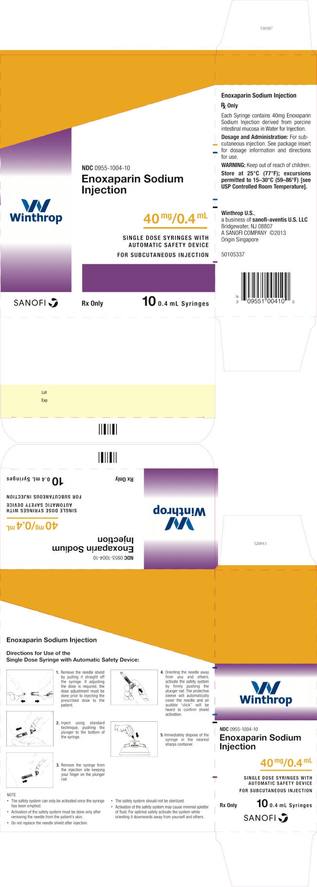PRINCIPAL DISPLAY PANEL - 40 mg/0.4 mL Syringe Carton