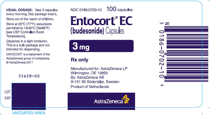 Entocort 3mg - 100 capsules bottle label