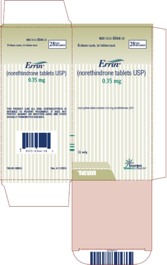 Errin® (norethindrone tablets USP) 0.35 mg, 6 Blister Cards; 28 Tablets Each, Carton, Part 2 of 2