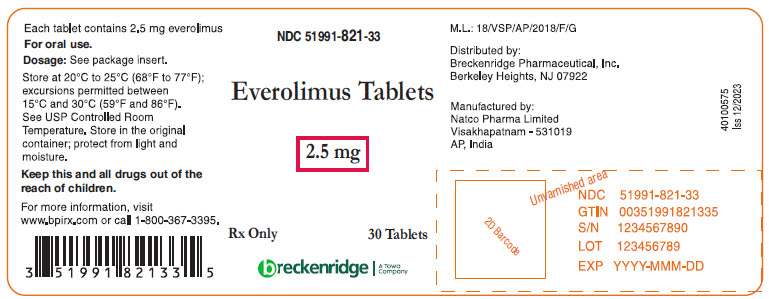 PRINCIPAL DISPLAY PANEL - 2.5 mg Tablet Bottle Label