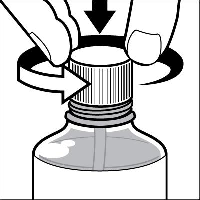 Firmly push down and twist the child-resistant cap counter-clockwise to open the bottle.