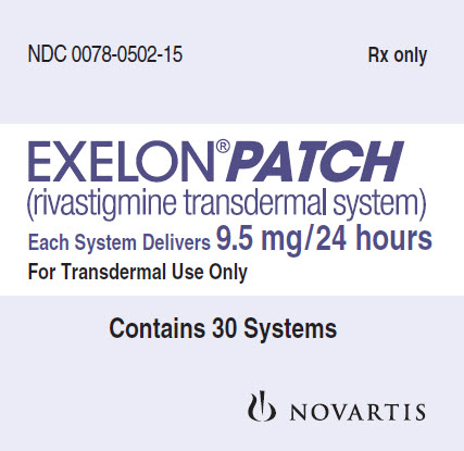 PRINCIPAL DISPLAY PANEL
Package Label – 9.5 mg / 24 hours
Rx Only		NDC 0078-0502-15
EXELON® Patch
(rivastigmine transdermal system) 
Each System Delivers 9.5 mg/24 hours
For Transdermal Use Only
Contains 30 Systems