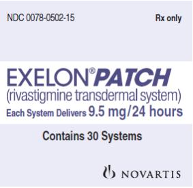 PRINCIPAL DISPLAY PANEL
Package Label – 9.5 mg / 24 hours
Rx Only		NDC 0078-0502-15
EXELON® Patch
(rivastigmine transdermal system) 
Each System Delivers 4.6 mg/24 hours
Contains 30 Systems