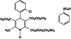 Amlodipine besylate structural formula.