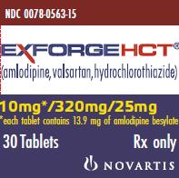 PRINCIPAL DISPLAY PANEL
Package Label – 10 mg / 320 mg / 25 mg
Rx Only		NDC 0078-0563-15
Exforge HCT® 
(amlodipine, valsartan, hydrochlorothiazide)
10 mg* / 320 mg / 25 mg
*each tablet contains 13.9 mg of amlodipine besylate
30 Tablets