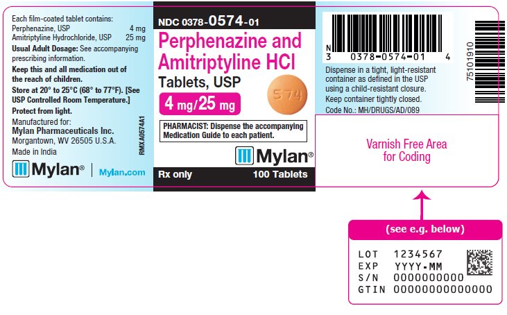 Perphenazine and Amitriptyline Hydrochloride Tablets, USP 4 mg/25 mg Bottle Label