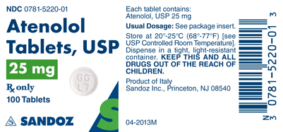 Atenolol 25 mg Label